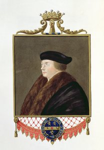 Thomas Cromwellin (n. 1485-1540) muotokuva Essexin ensimmäisestä jaarlista "Memoirs of the Court of Queen Elizabeth", julkaistu vuonna 1825 (wc ja guassi paperilla)